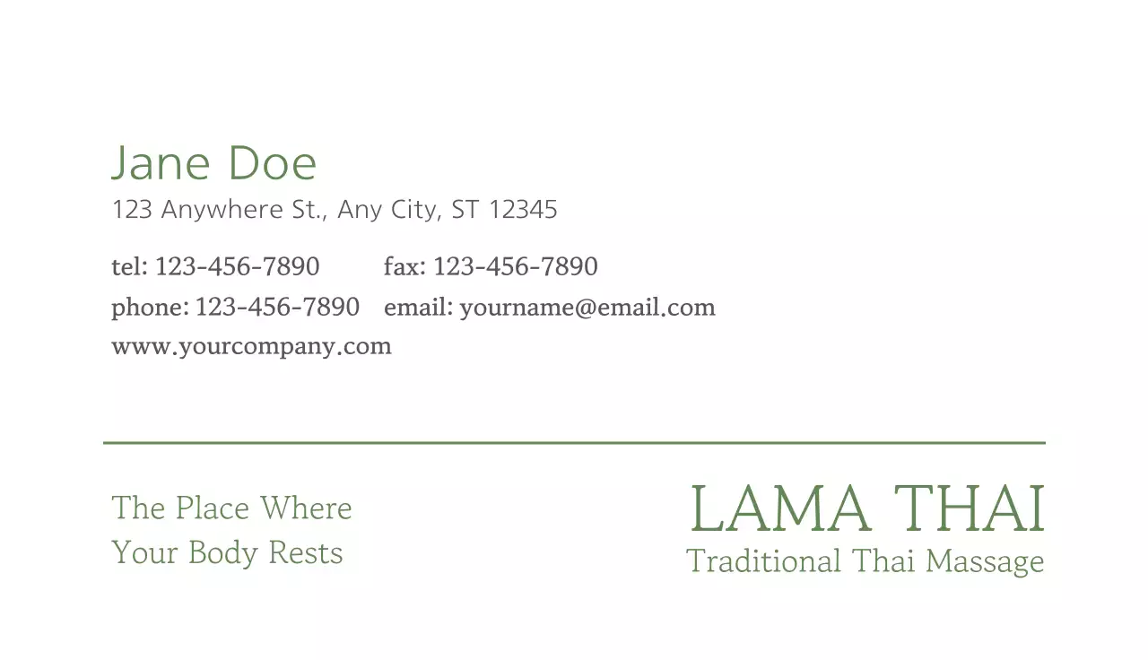 Green Traditional Massage Business Card