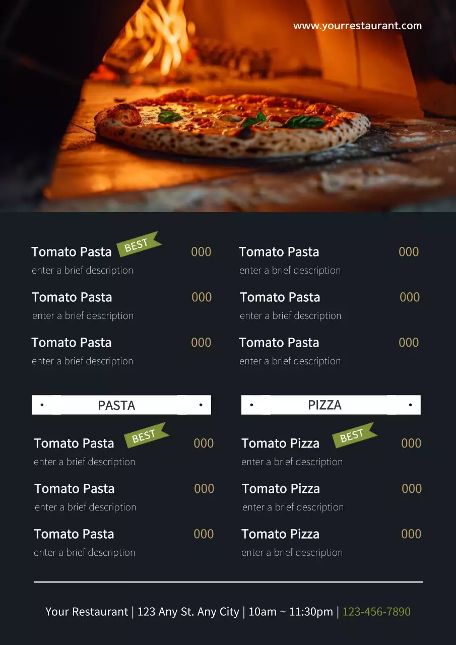 Orange Rustic Restaurant Menu Poster