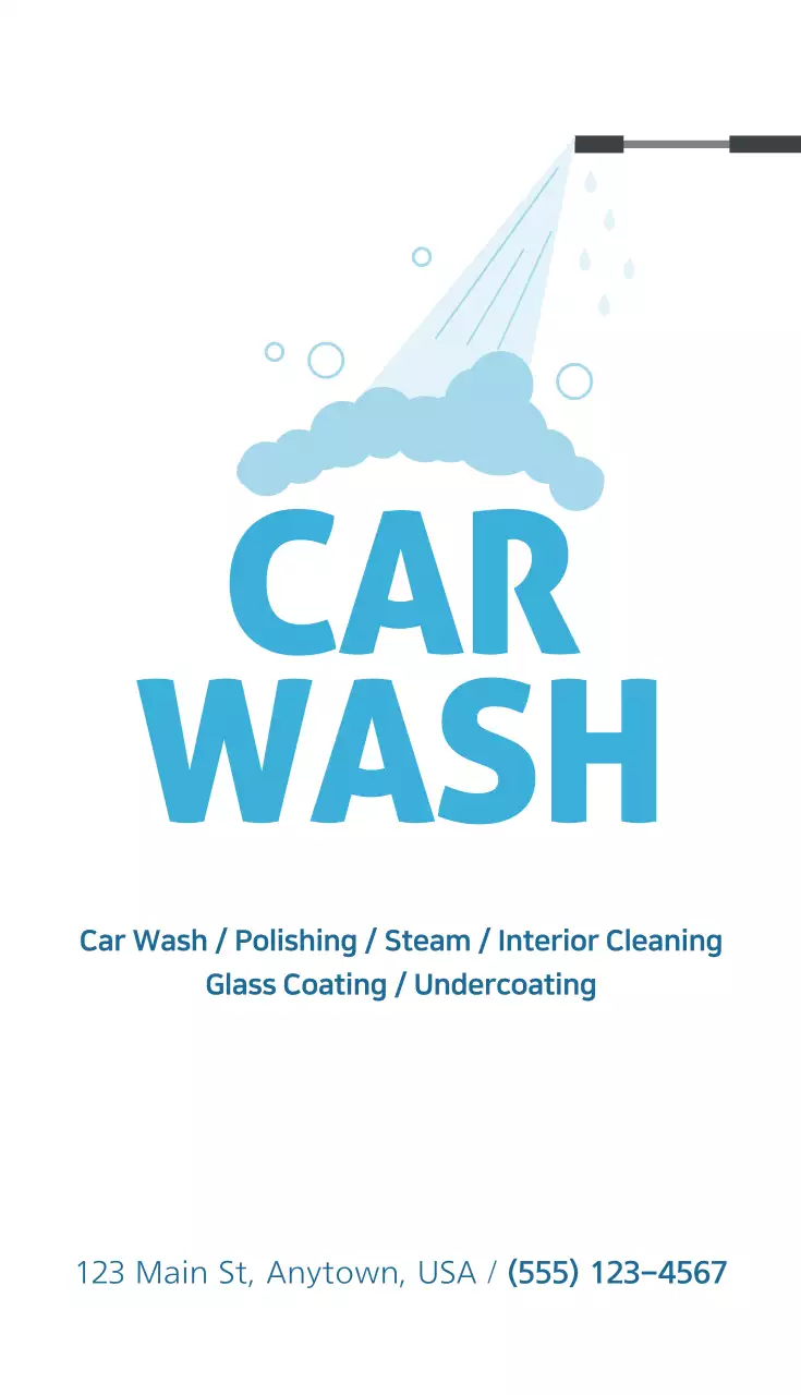 Blue Minimal Car Wash Promotion Business Card