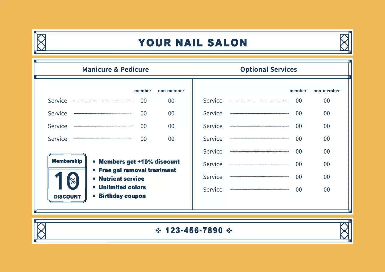 Orange Simple Salon Menu Poster