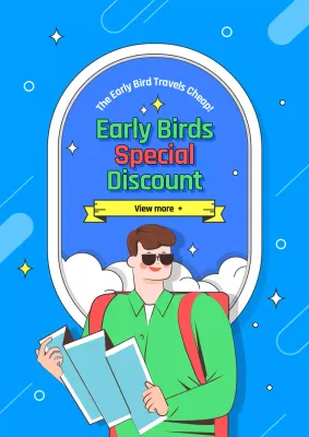 Blue Trendy Travel Promotion Poster