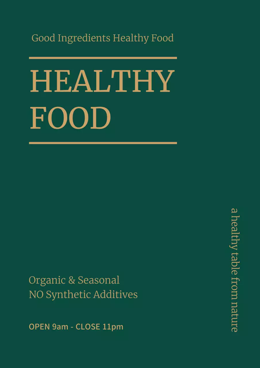 Green Minimal Healthy Food Promotion Poster