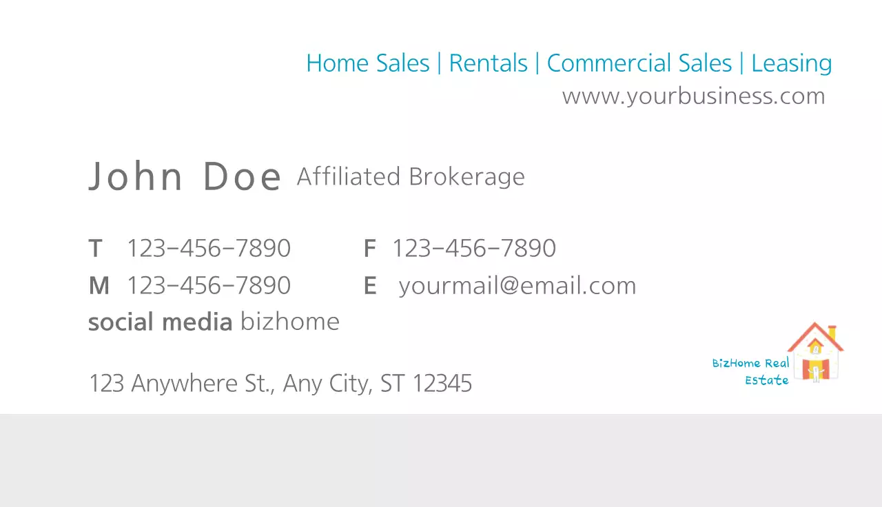 Blue Minimal Real Estate Business Card