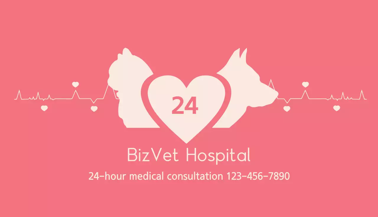 Pink Modern Veterinary Advertisement Business Card
