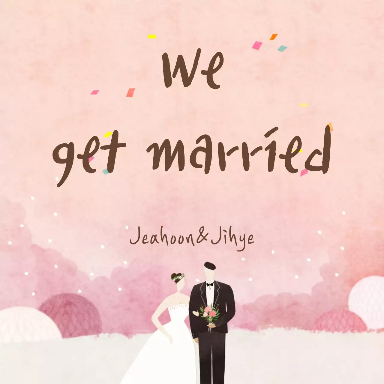 Biểu ngữ mời đám cưới tối giản màu hồng