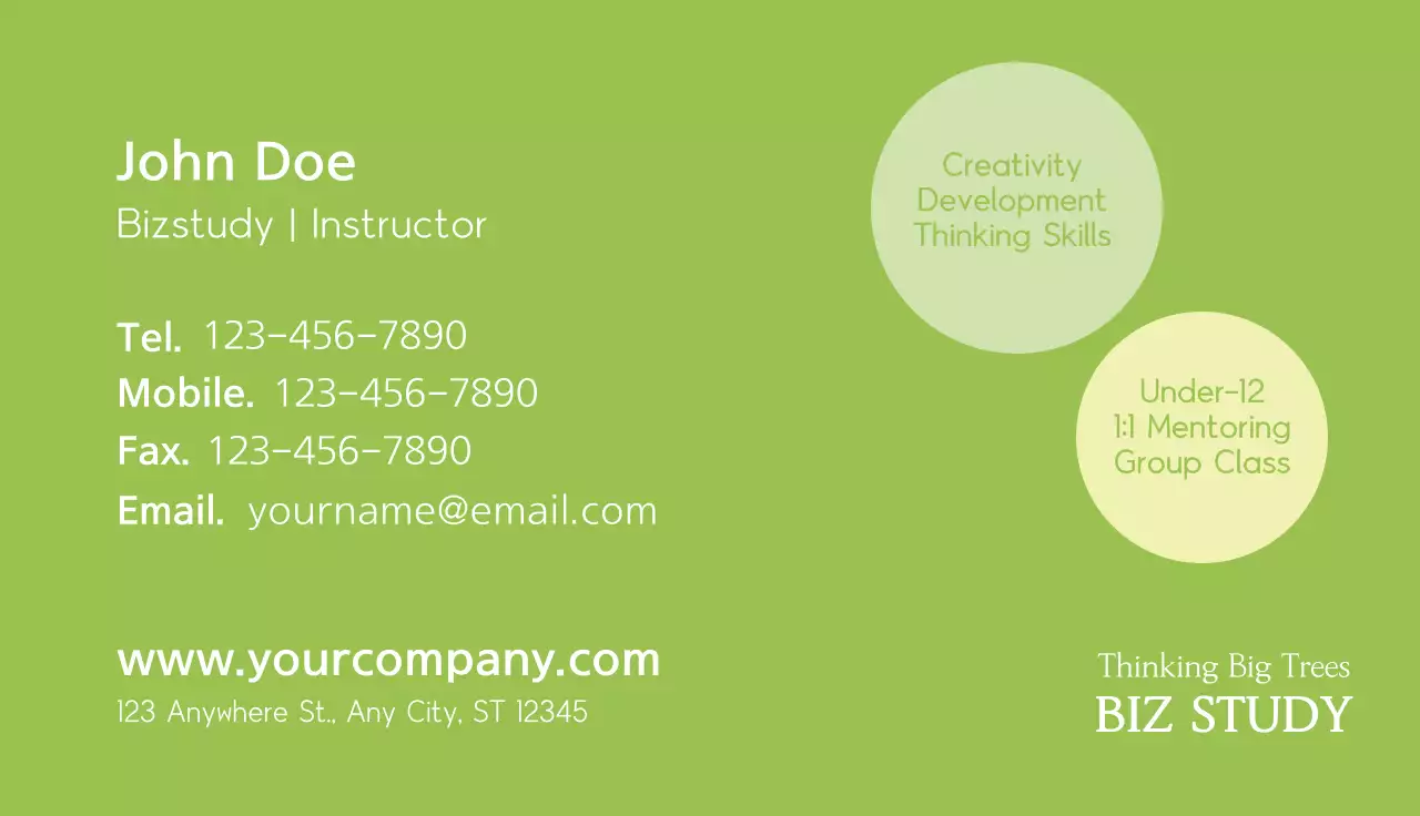 Green Minimal Promotion Business Card