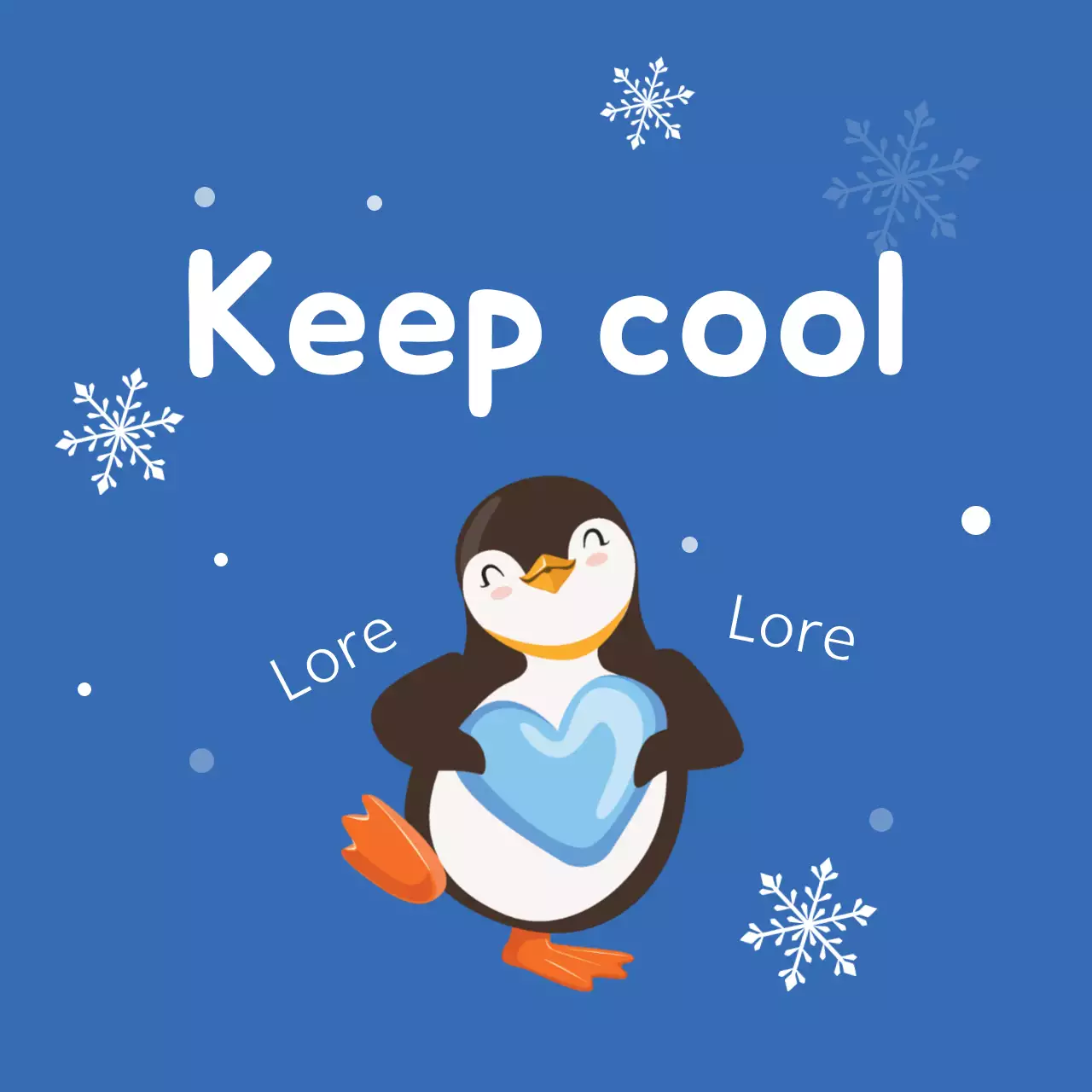 Spanduk Kartu Penguin Lucu Berwarna Biru