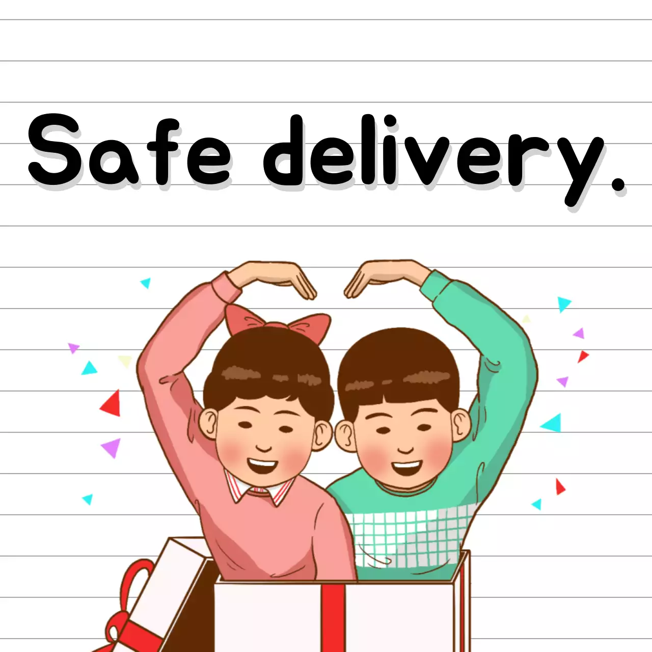 Biểu ngữ thông báo giao hàng đơn giản màu hồng