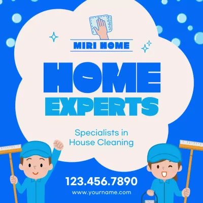 Blue Modern Cleaning Promotion Social Media Post