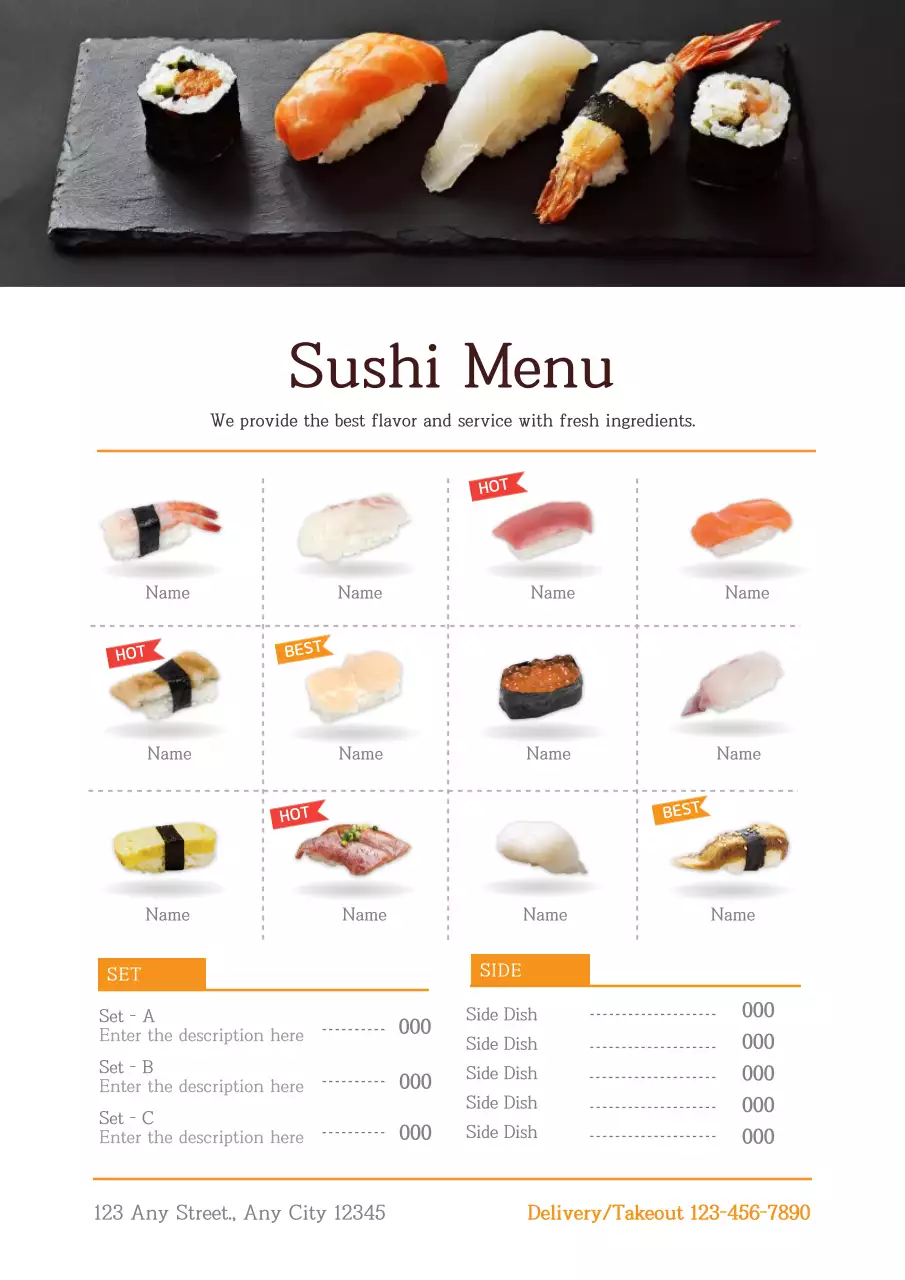 White Minimal Sushi Menu Poster