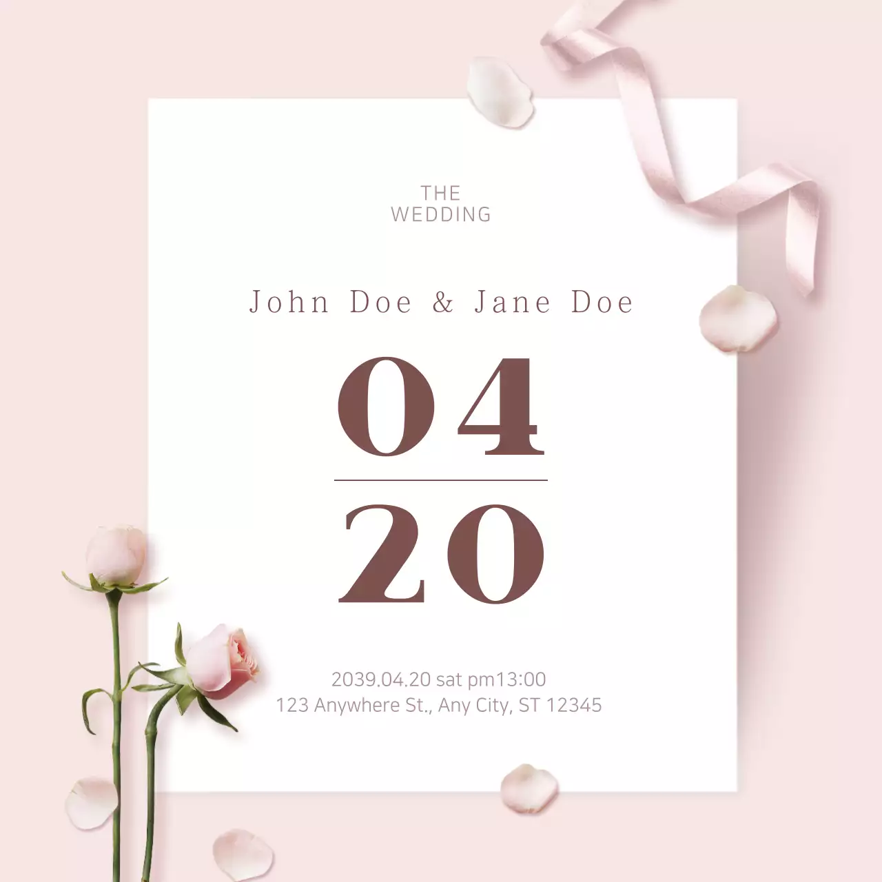 White Minimalist Wedding Invitation Instagram Post
