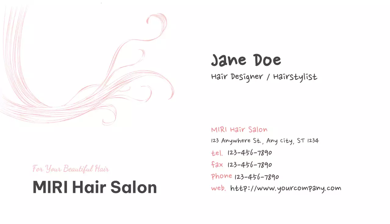 Pink Minimal Hair Promotion Business Card