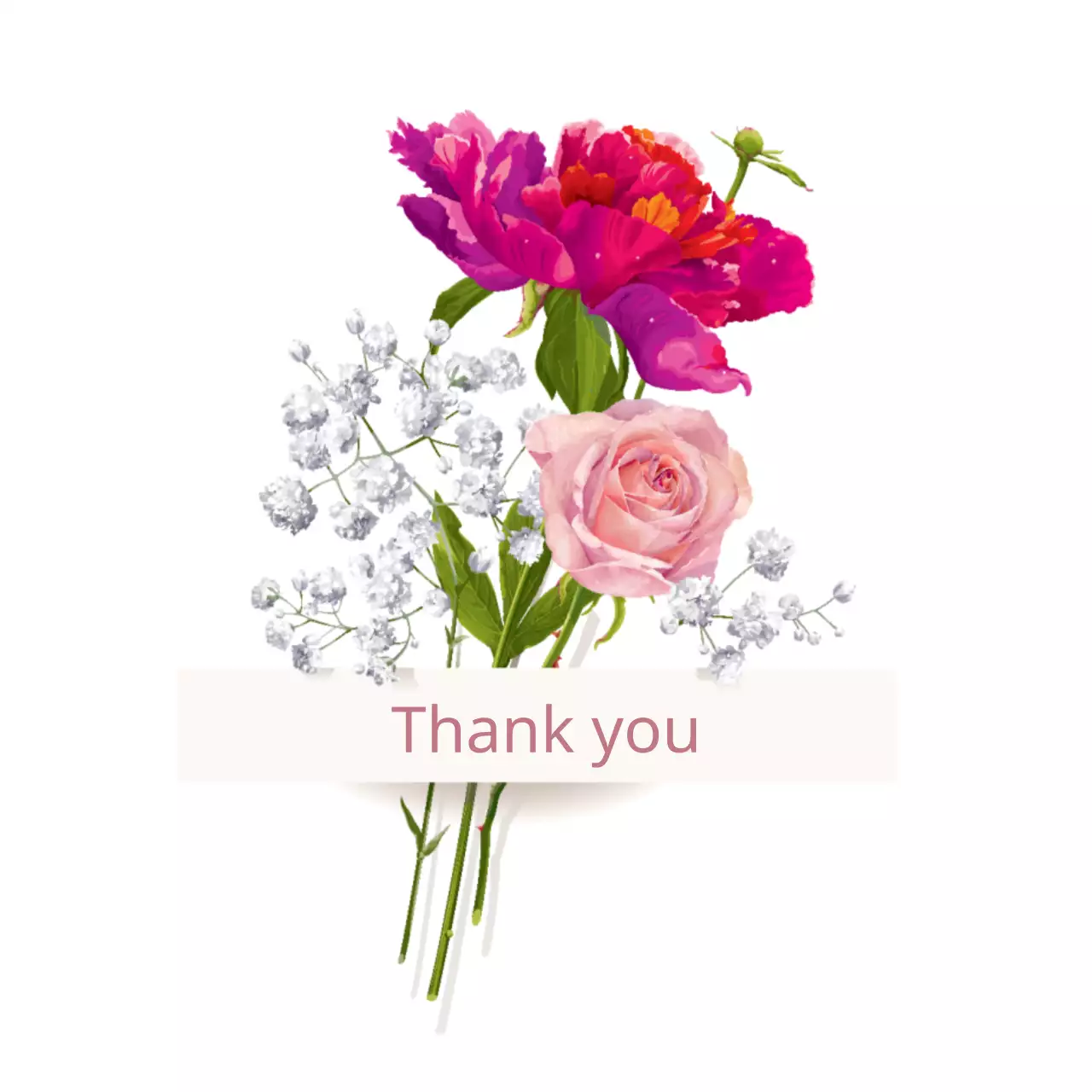 Pink Floral Thank You Card Banner