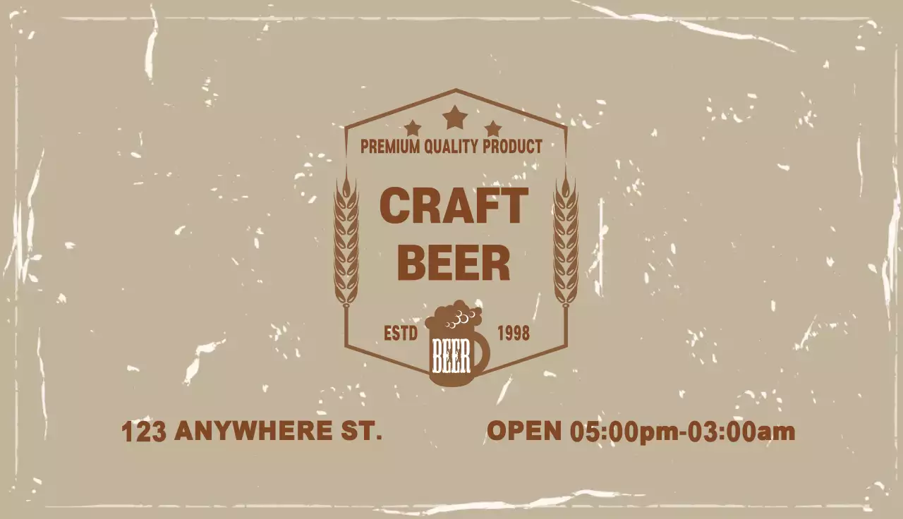 Beige Vintage Beer Advertisement Business Card