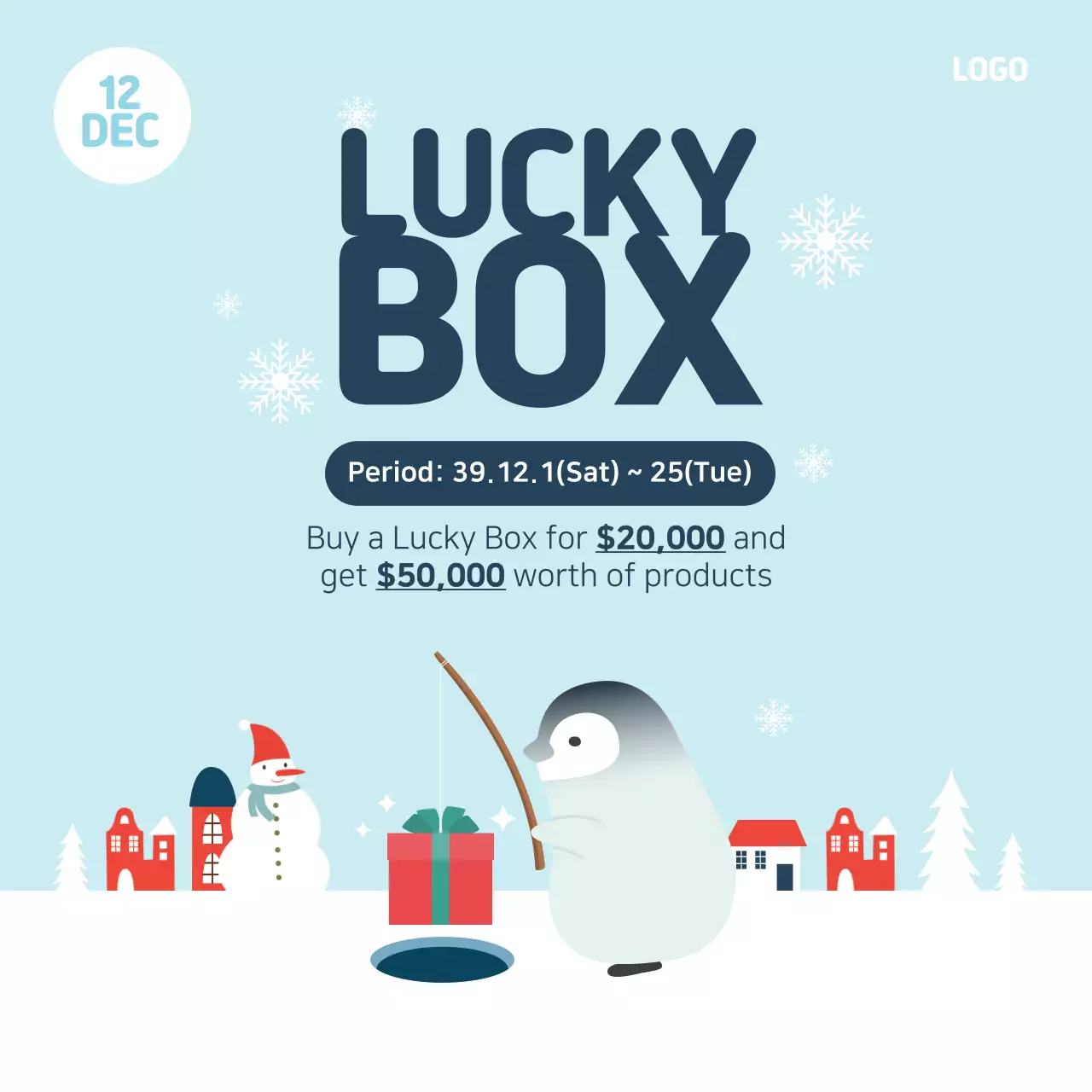 Blue Minimal Winter Promotion Instagram Post