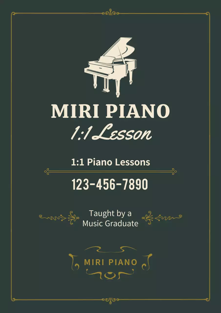 Promoting a piano school with a green, classical feel