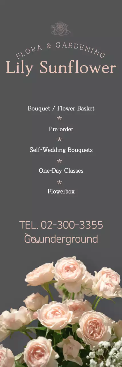 Banner promocional floral elegante cinza