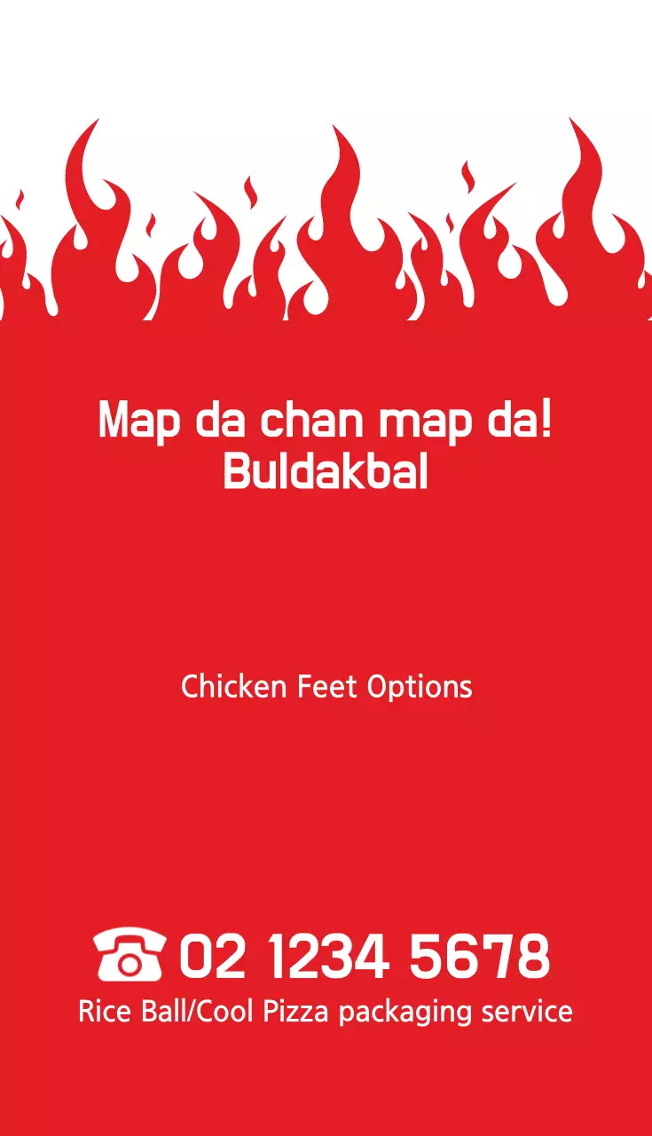 Cartão de visita de promoção de alimentos em negrito vermelho