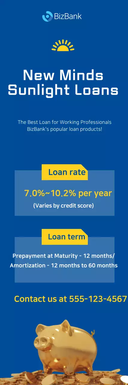 Banner de promoção de empréstimo moderno azul