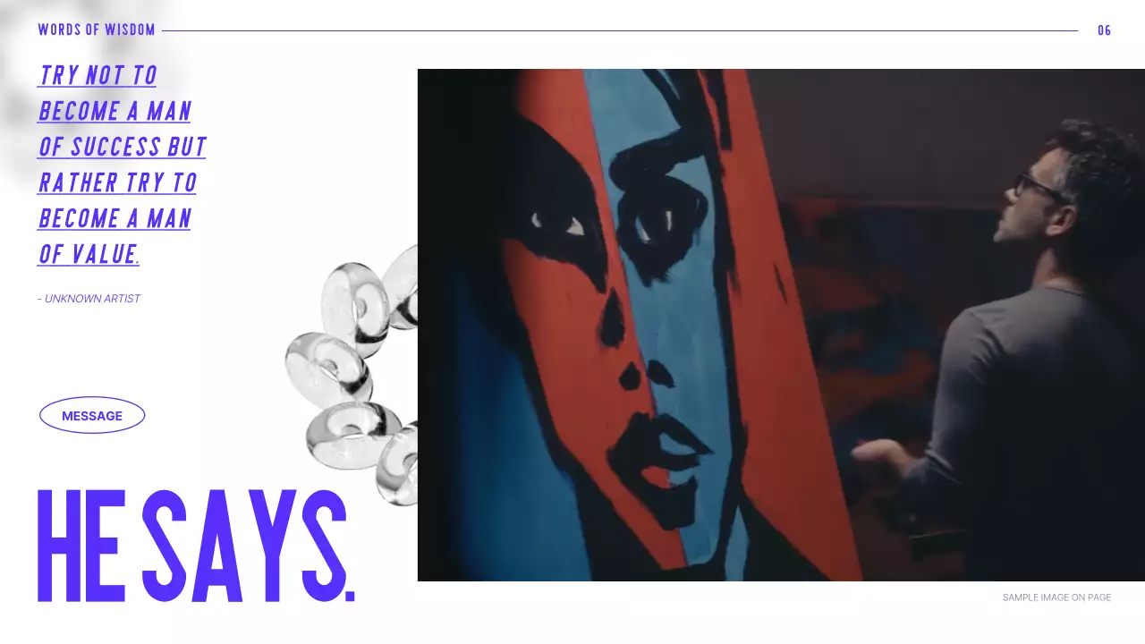 파란색의 타이포를 활용한 3D 모형기반 예술가 인물소개서