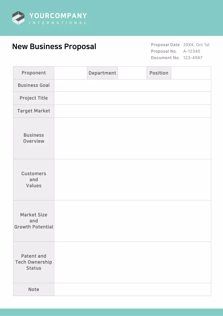 Teal Professional Business Proposal Document