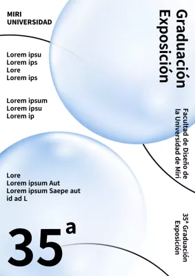 Exposición de graduación con un sencillo concepto de círculo y línea