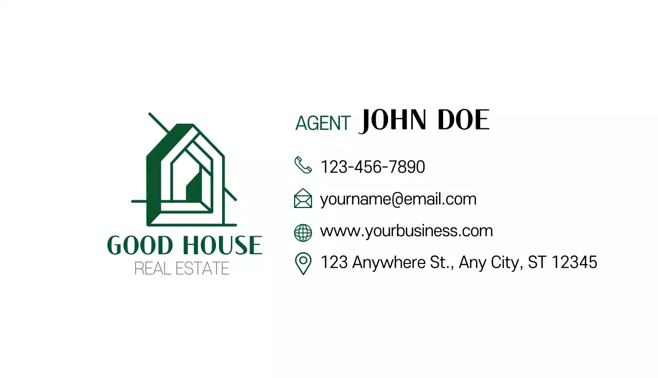 Green Minimal Real Estate Business Card