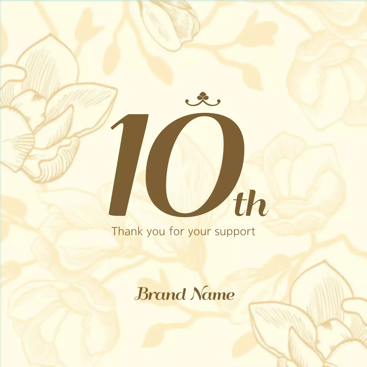 Beige Floral Anniversary Card Banner