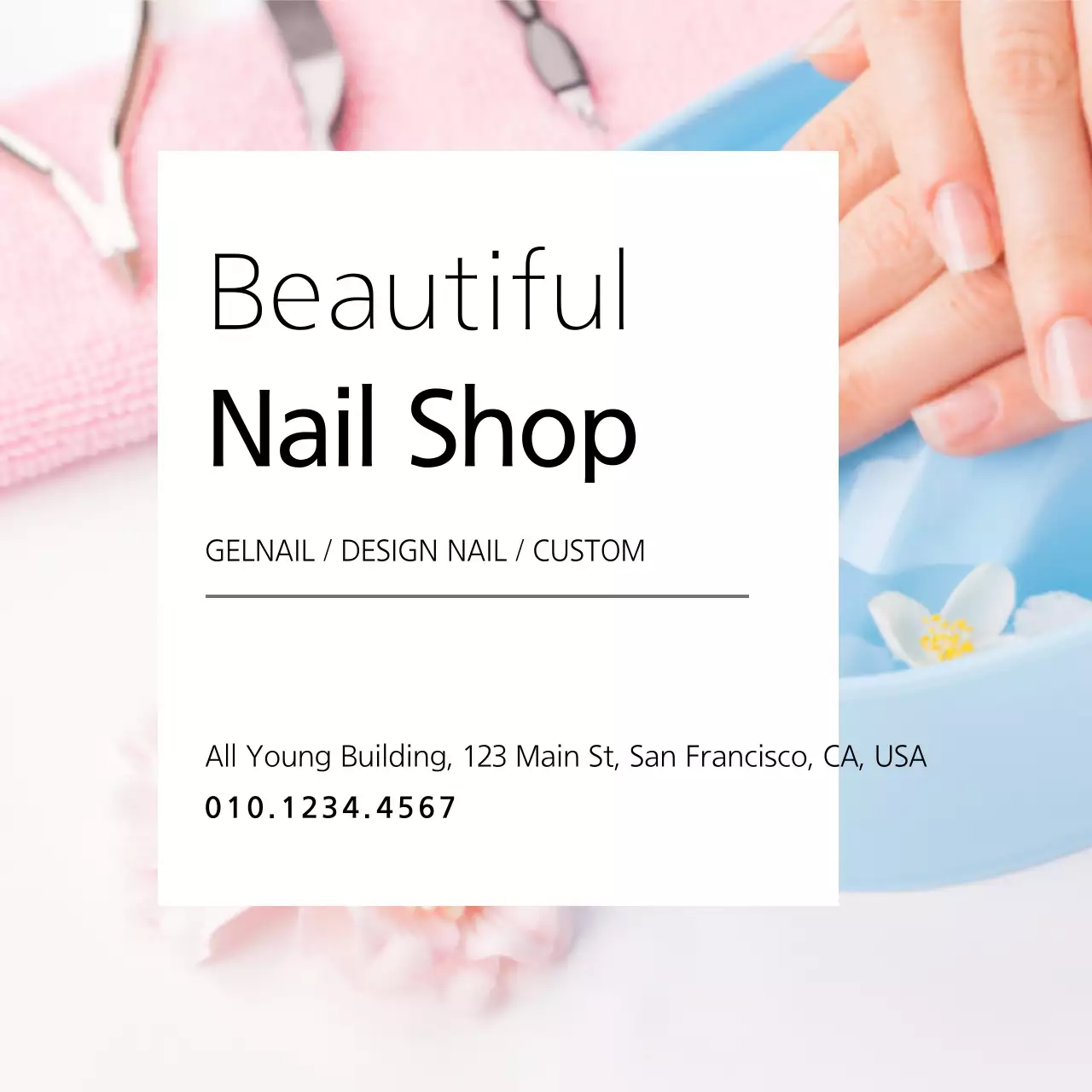 Biểu ngữ quảng cáo móng tay tối giản màu trắng