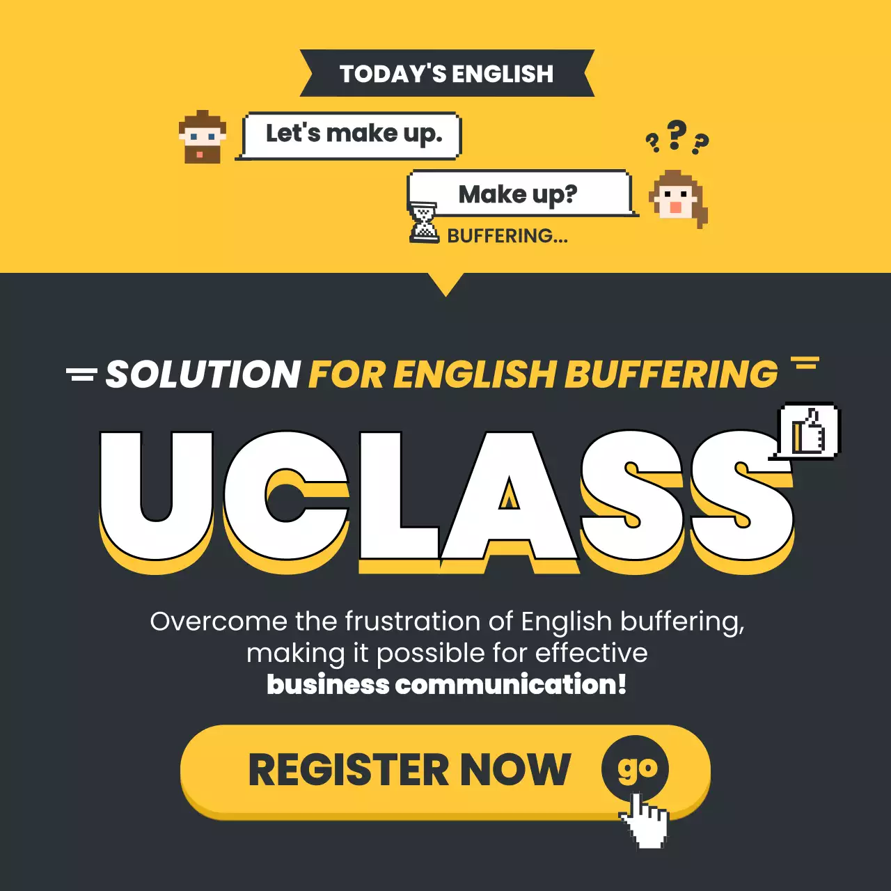 Yellow Retro English Course Registration Instagram Post