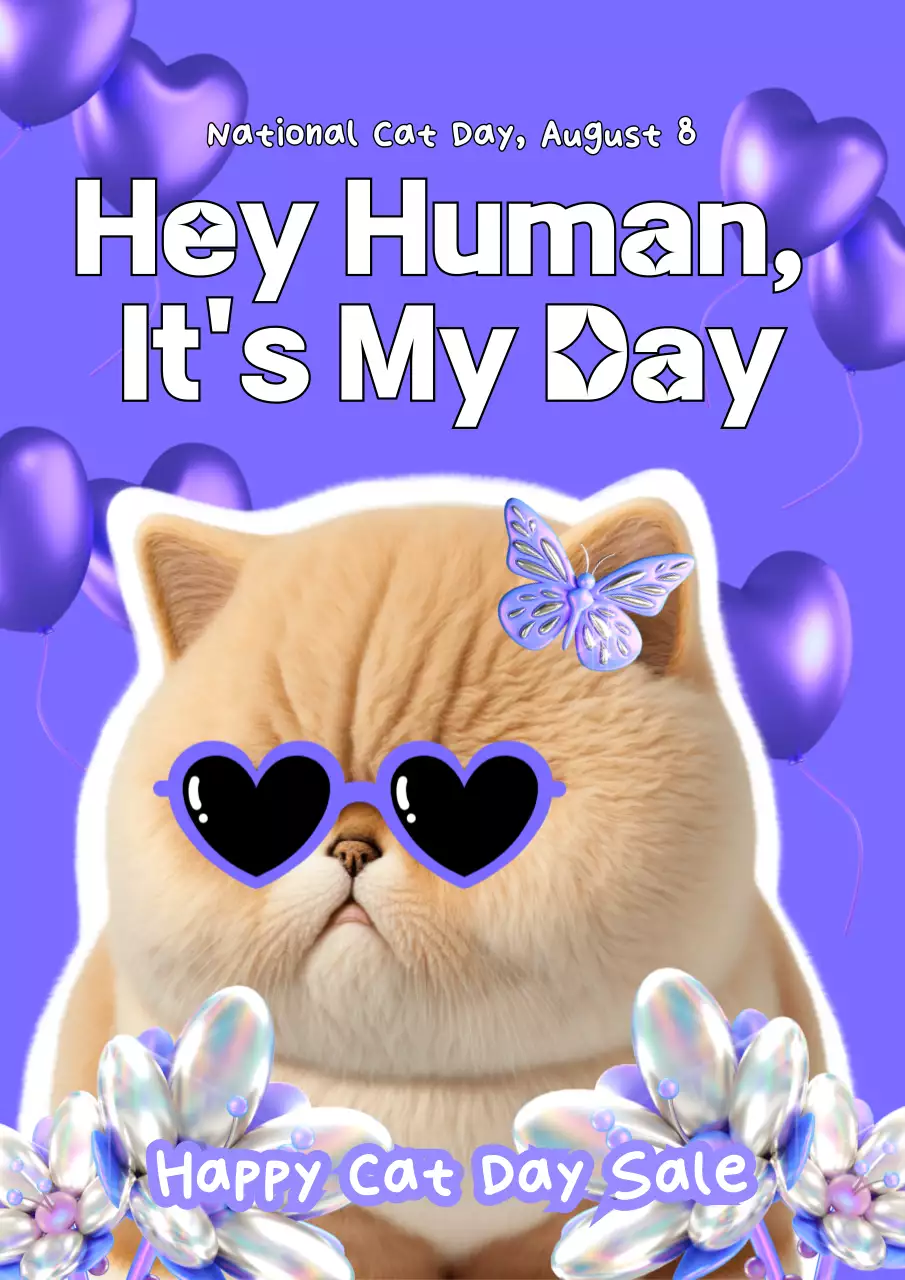 퍼플 트렌디 캣 프로모션 포스터