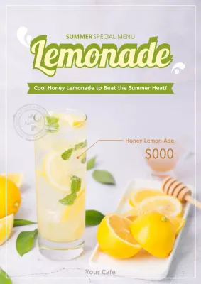 Yellow Minimal Lemonade Menu Poster