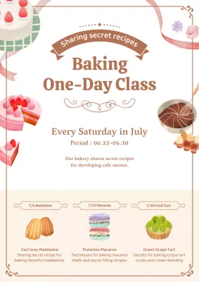 Beige Elegant Baking Class Invitation Poster