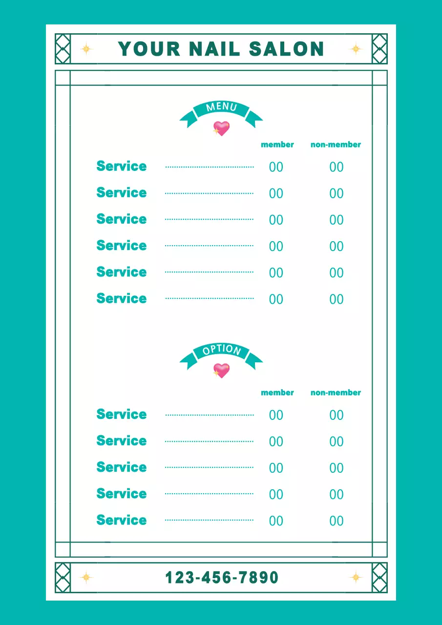 Teal Modern Salon Menu Poster