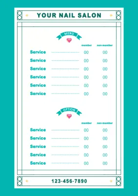 Teal Modern Salon Menu Poster