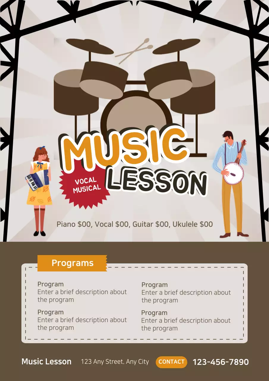 Beige Retro Music Promotion Poster