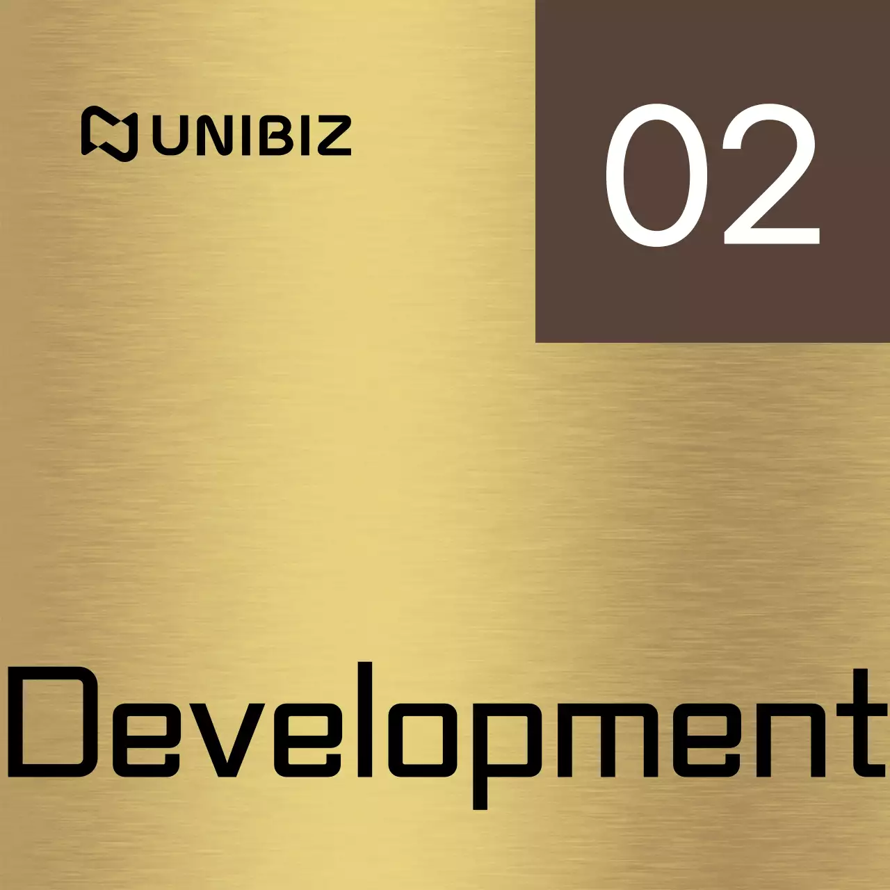 A simple placeholder sign with brown and black corporate department names and square shapes.