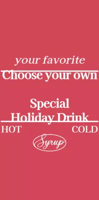 Cafe merchandise with red and white text