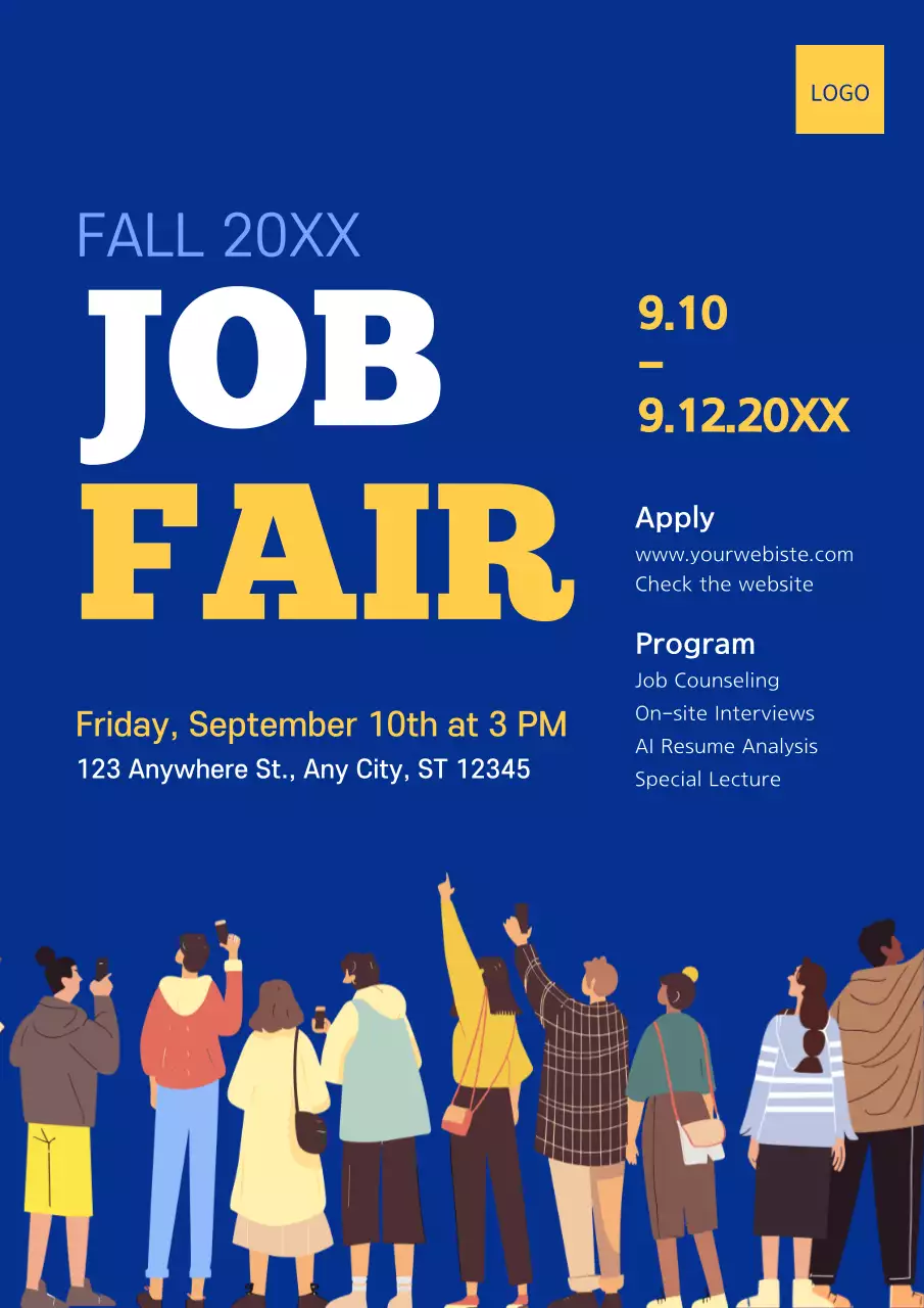 Blue Modern Job Event Announcement Poster