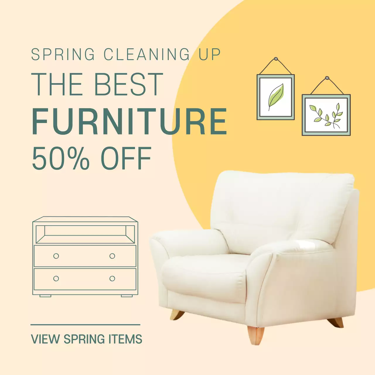 Beige Modern Furniture Promotion Social Media Post