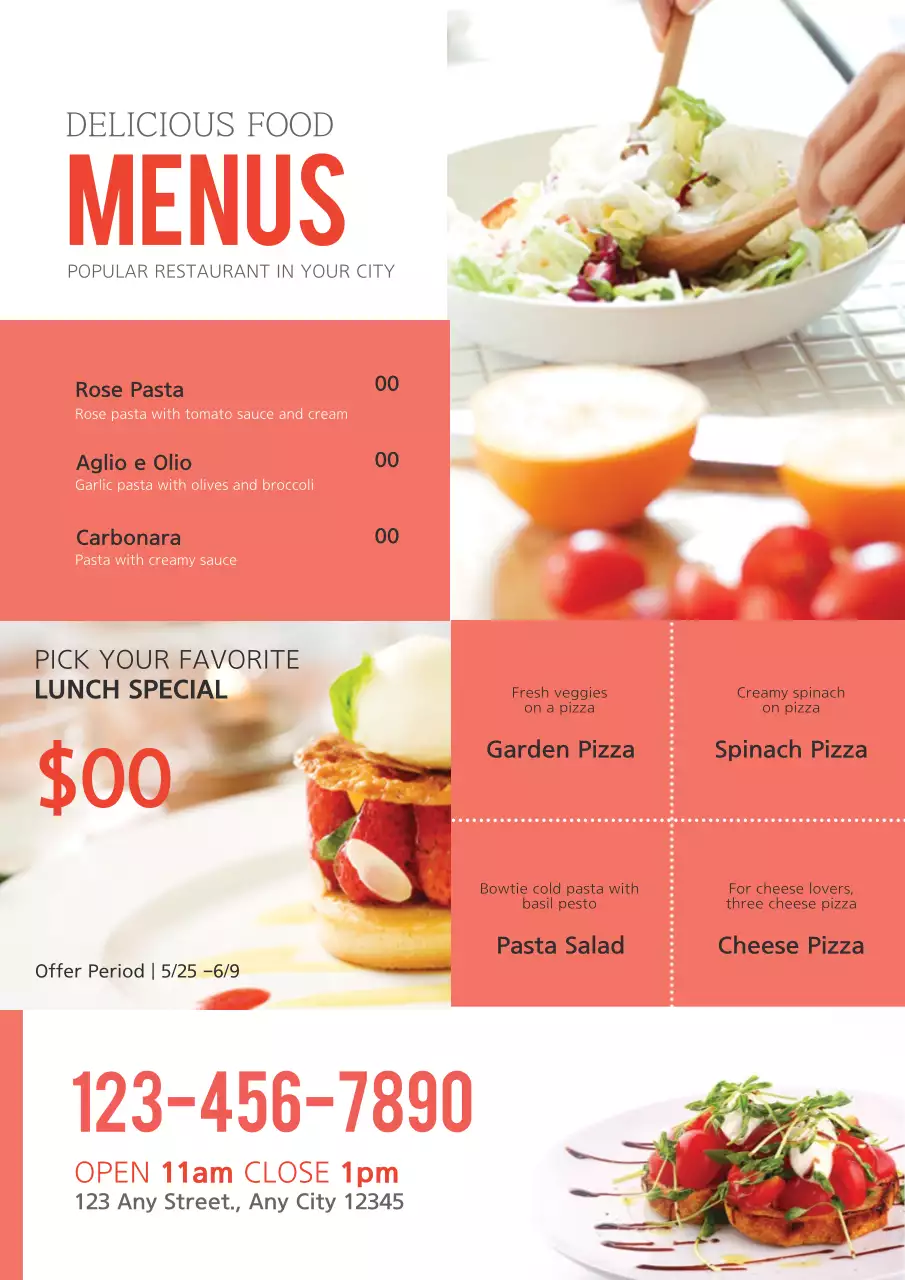 Red Modern Food Menu Poster