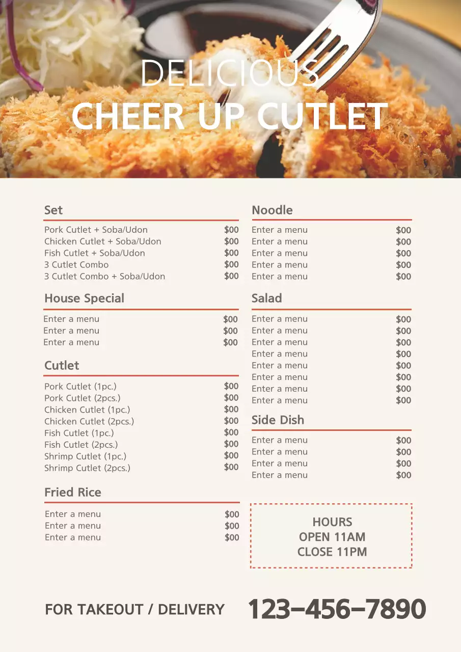 Beige Modern Restaurant Menu Poster