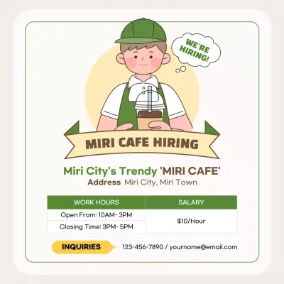 Beige Trendy Cafe Recruitment Social Media Post
