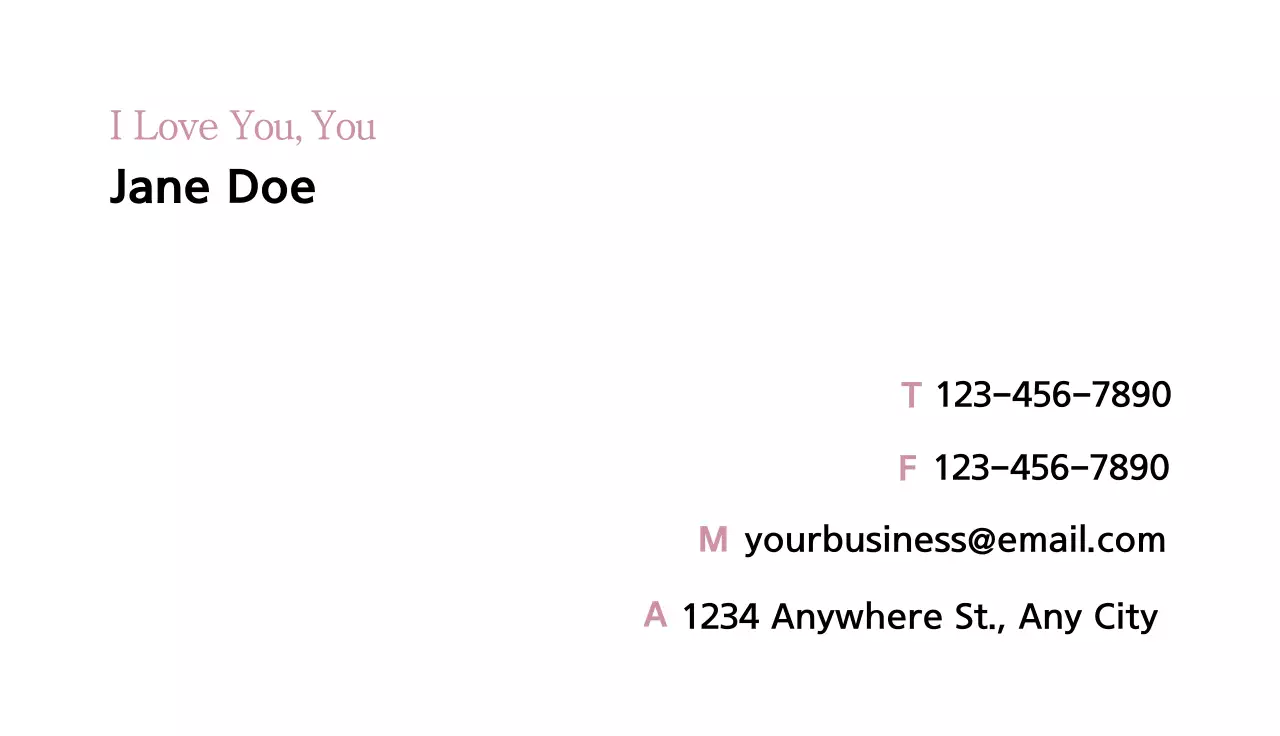 Pink Simple Business Card