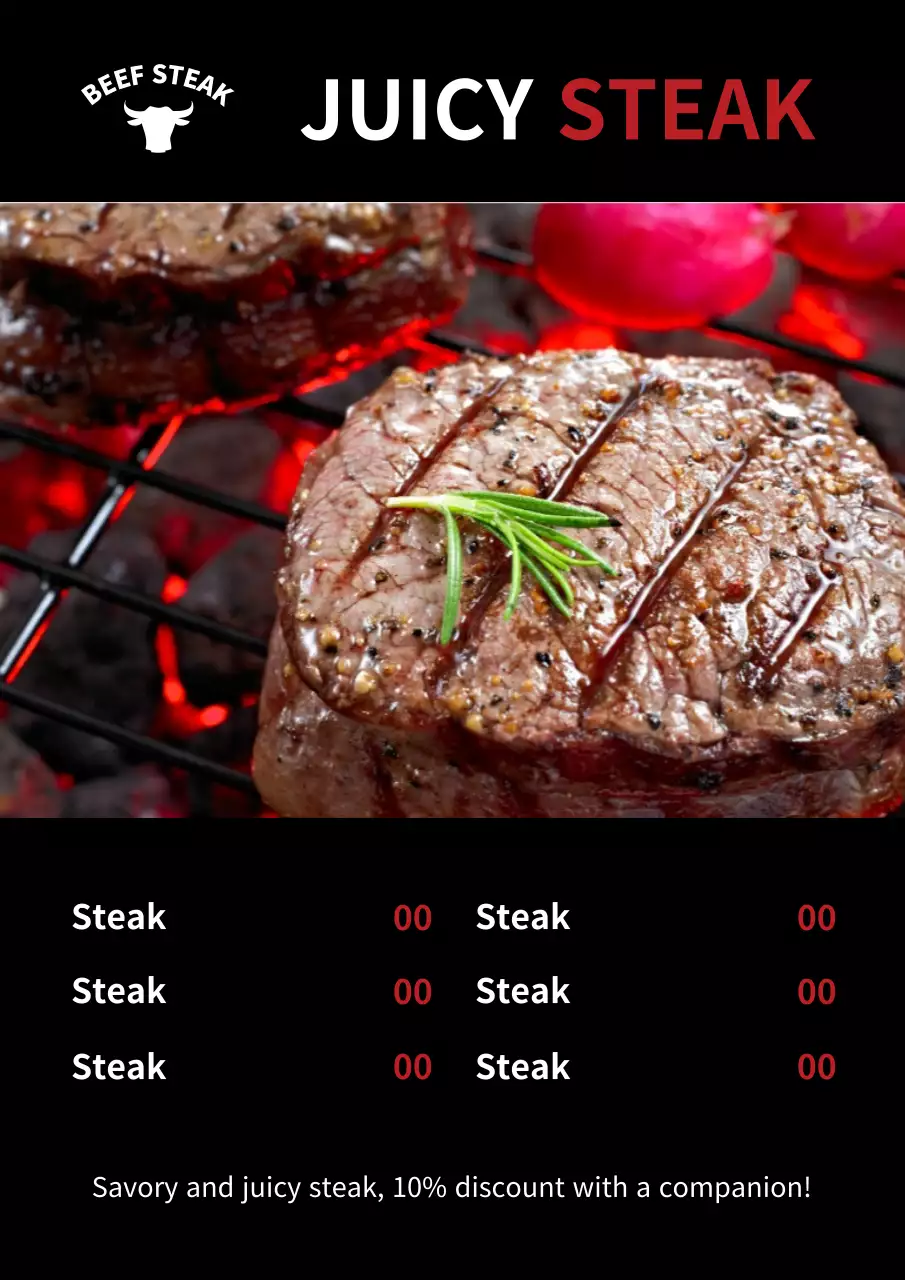 Red Modern Steak Promotion Poster