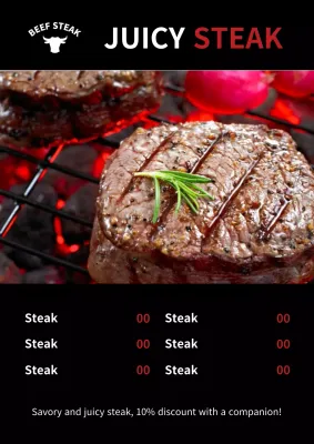 Red Modern Steak Promotion Poster