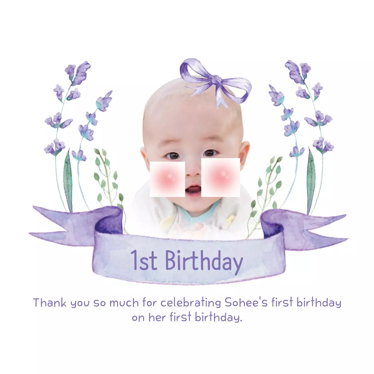 Biểu ngữ mời sinh nhật hoa màu tím