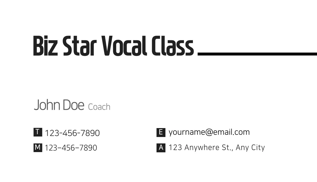 Black Minimal Vocal Business Card