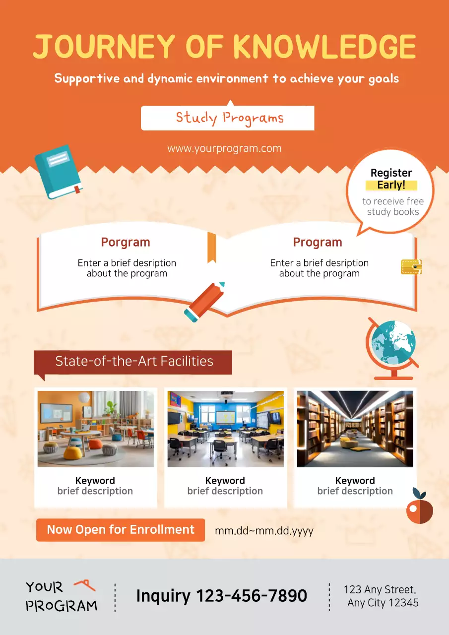 Orange Modern Education Promotion Poster