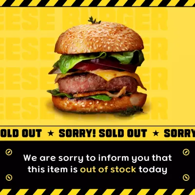 Yellow Bold Cheeseburger Announcement Social Media Post